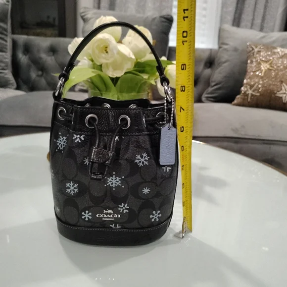 Coach Dempsey Snowflake Mini Bucket Bag - Picture 3 of 11